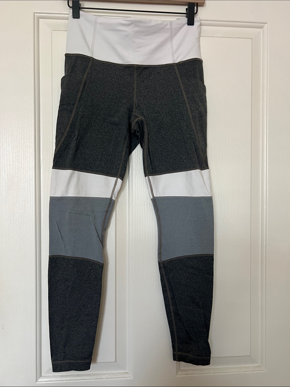 Athleta Colorblock High-Rise Leggings in Black, White & Gray